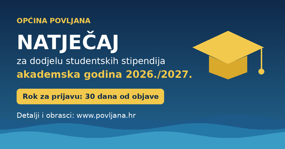 natjecaj stipendije povljana 2026 2027